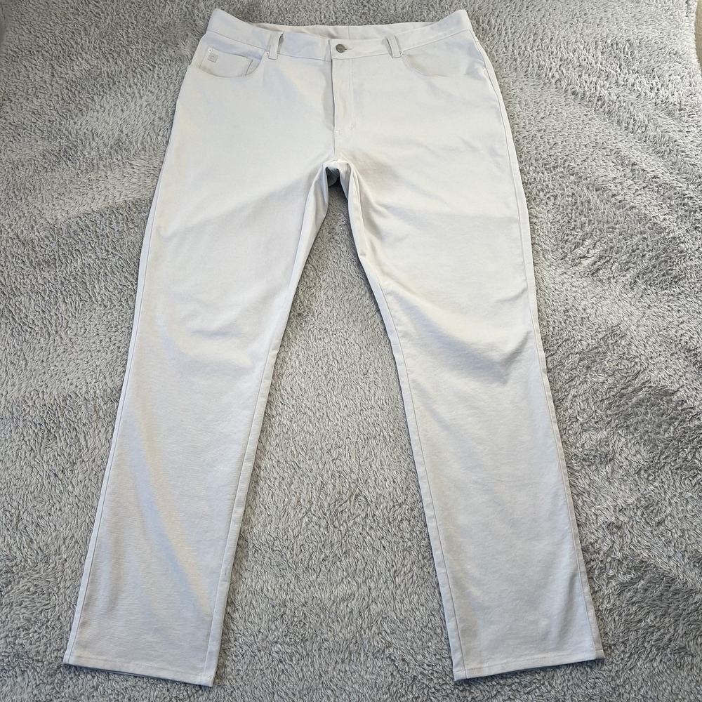 Peter Millar EB66 Performance Pants Mens 37x33 Gray 5 Pocket Golf‎ Chino 36x32